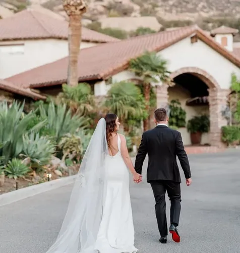 Vista 6 de Aularso Velos de boda simples para novias de 118 pulgadas de largo con accesorios para el cabello de catedral 1 nivel blanco