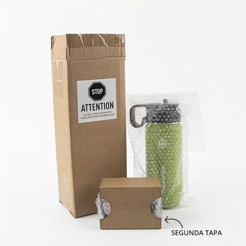 Vista 6 de Thermoflask - Botella de agua de acero inoxidable con doble aislamiento y dos tapas, 18 onzas, negro