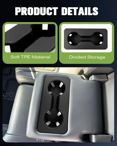 Vista 7 de YEE PIN Center Console Cup Holder for Nissan Armada 2025 2026 Back Cup Holder, Cup Holder Inserts, Silicone Pad, Center Console Drink Holder