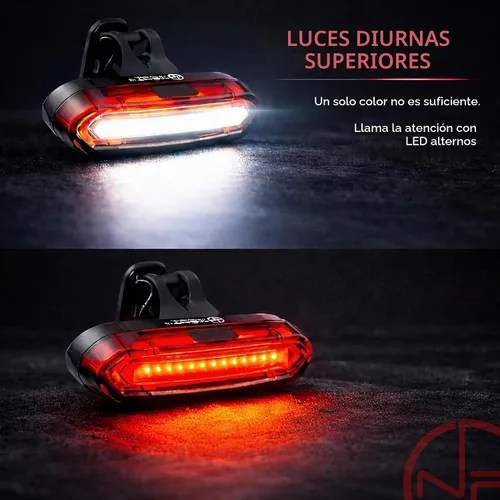 Vista 5 de Super Bright Rear Bike Light - Red & White Back LED - USB-C Rechargeable 14hr Max - Best Safety Flashing Lights - Visible for Night Riding, Adults