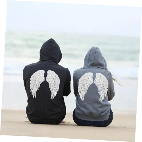 Vista 6 de Sequin Angel Wings Embroidery Patch DIY Clothes Sewing Applique Silver Sparkling Cloth Decoration for Costume and Craft
