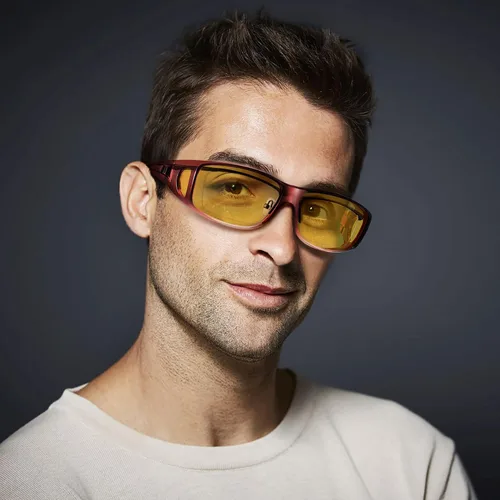Vista 5 de URUMQI Lentes de conducción de visión nocturna para hombres y mujeres, lentes polarizados antirreflejos, lentes de noche HD amarillos