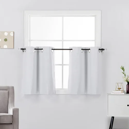 Vista 20 de Diamond Home Linens 2 paneles de cortinas opacas cortas con aislamiento térmico de 24 pulgadas de largo para oscurecer la habitación de la cocina