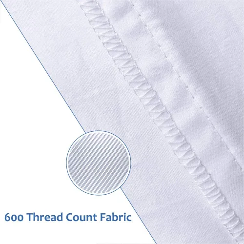 Vista 5 de Precoco Juego de 2 fundas de almohada de tamaño estándar, 100% algodón, color blanco, con 600 hilos, fundas de almohada estables con cremallera