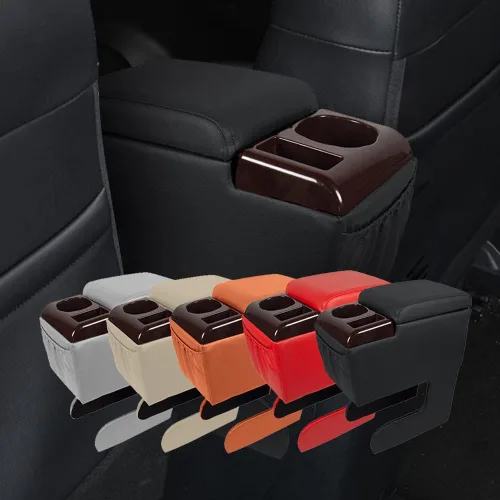 Vista 5 de Asiento de camioneta/banco para automóvil, consola central para contratistas, organizador de negocios y caja de almacenamiento con portavasos y tapa