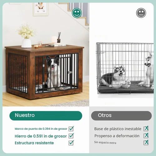 Vista 2 de YITAHOME Mueble de jaula para perros grandes, mesa auxiliar lateral, perrera moderna para perros de interior de hasta 60 libras, jaula de fusión