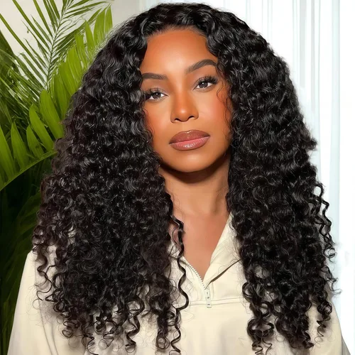 Vista 10 de Celiarita Peluca de cabello humano rizado birmano de 20 pulgadas, sin pegamento, pelucas de cabello humano rizado 3 en 1 para mujer, con cordón sin