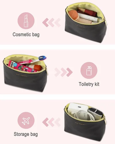 Vista 4 de GOX Bolsa de cosméticos, bolsa de viaje de gran capacidad, resistente al agua, bolsa de aseo y accesorios, organizador para mujeres y niñas, Negro