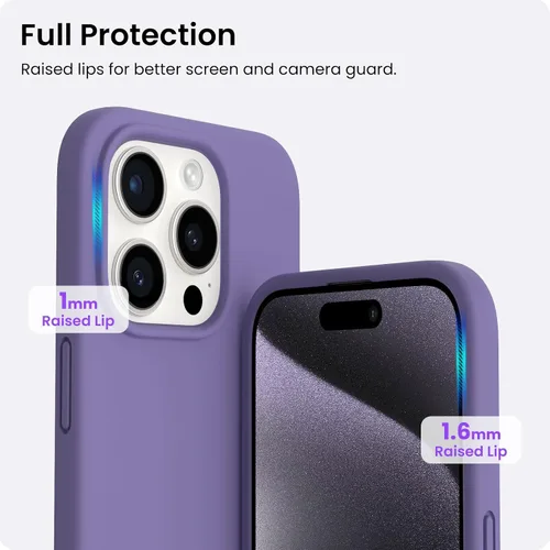 Vista 4 de ORNARTO Funda compatible con iPhone 15 Pro de 6.1 pulgadas, silicona líquida de 3 capas cubierta completa de goma de gel suave, funda protectora