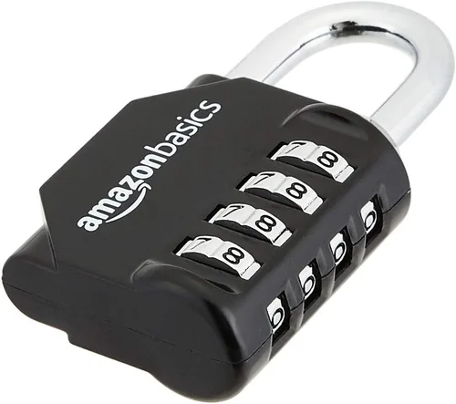 Vista 6 de Amazon Basics Cerradura de combinación de 4 dígitos para gimnasio y deportes, paquete de 2, color negro