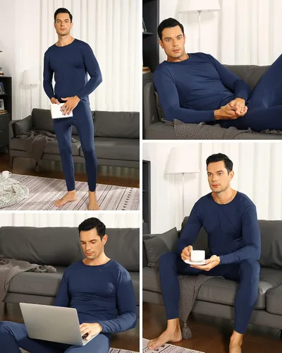 Vista 5 de ViCherub Thermal Underwear for Men Fleece Lined Long Johns Thermals Top and Bottom Set Base Layer for Cold Weather