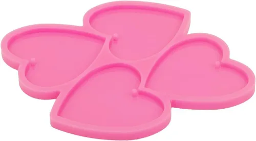Vista 8 de Molde de silicona brillante de 4 cavidades con agujero, molde de resina epoxi para manualidades, llaveros, dijes, colgantes, collares, joyería