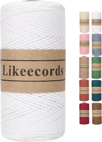 Vista 45 de Likeecords 100% Hilo de Ganchillo de Algodón Cordón de Bolsa de 2mm 170m Cordón de Macramé de 2mm Hilo de Crochet Cuerda de Macramé Regalo para Verde