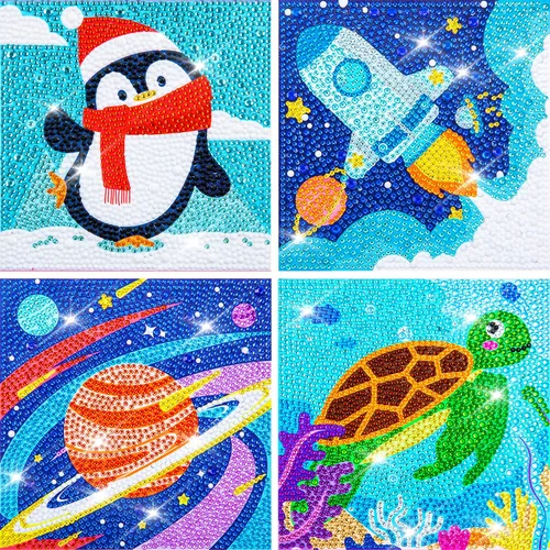 Vista 10 de Labeol Kits de arte de diamantes para niños, manualidades para niñas de 6 a 8 a 10 a 12 años, fáciles de hacer tú mismo, creativas calcomanías