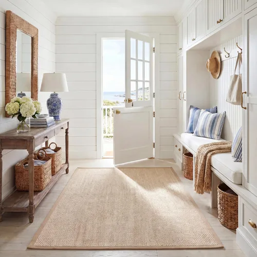 Vista 58 de SAFAVIEH Alfombra de área de 8x10 pies - Colección de fibra natural - Grande - Mármol y negro, sisal, diseño tejido con borde (NF143A)