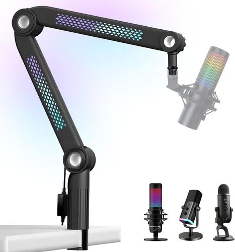 Vista 8 de Youshares Blue Yeti - Soporte de micrófono con filtro pop, brazo de micrófono de alta calidad, brazo de brazo resistente con gestión de cables