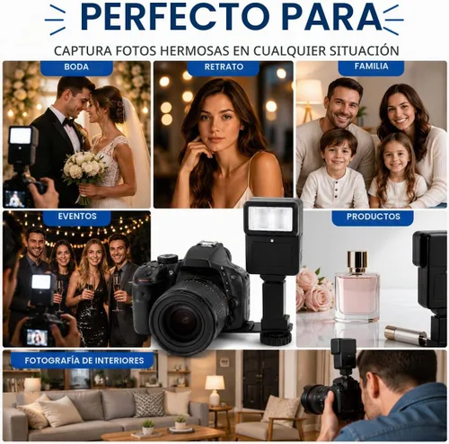 Vista 12 de Tronixpro Flash de cámara digital con soporte de zapata para cámaras y videocámaras Sony, Nikon, Canon, Pentax, Olympus y más