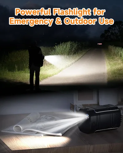 Vista 4 de Paquete de 4 faroles solares para campamento, linterna LED recargable con linterna, USB-C y funciona con energía solar, luces de emergencia