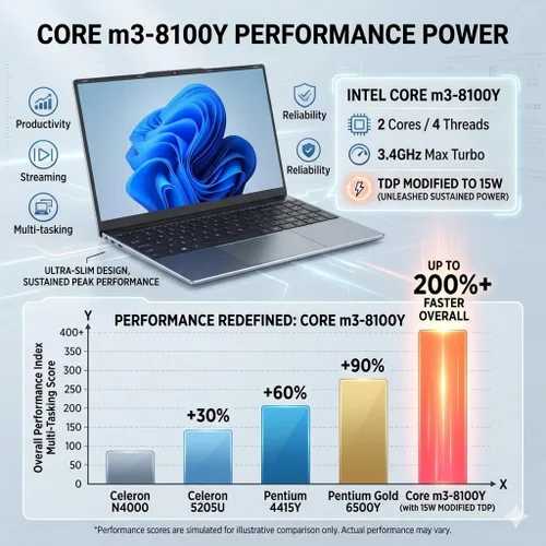 Vista 2 de Computadora portátil de 15.6 pulgadas, compatible con Windows 11, Core CPU (Supera Pentium, Celeron), hasta 3.4 GHz, 4 GB de RAM, 128 GB SSD, hasta