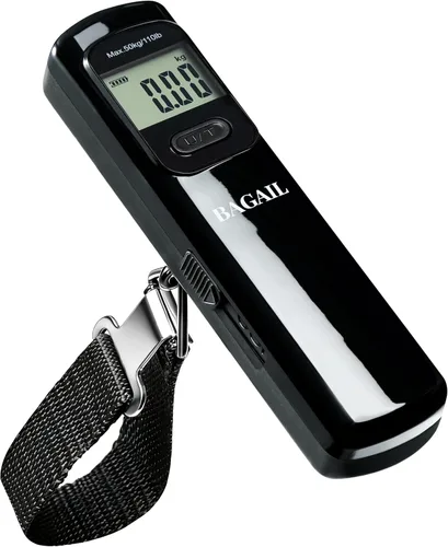 Vista 13 de BAGAIL Báscula digital de equipaje, báscula de equipaje colgante de 110 libras con pantalla LCD retroiluminada, báscula de pesaje portátil