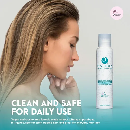 Vista 5 de COLURE Aceite nutritivo para el cabello, 3.4 onzas líquidas, tratamiento de peinado antiencrespamiento y protector térmico para brillo y humedad