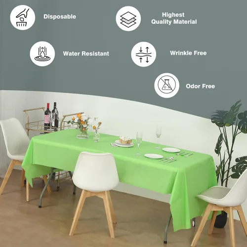 Vista 2 de Rollo de plástico para cubierta de mesa color verde manzana, 40 pulgadas x 100 pies, rollo de plástico resistente para cubierta de mesa de banquetes