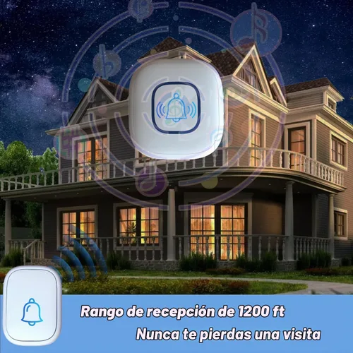 Vista 6 de Timbre inalámbrico, rango de 1200 pies, timbre lo suficientemente fuerte, 5 niveles de volumen y 52 timbres de puerta con LED intermitente