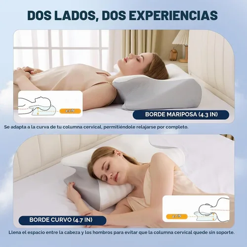 Vista 4 de Almohada cervical para el cuello para aliviar el dolor, almohadas ergonómicas de espuma viscoelástica de contorno, almohada ortopédica para dormir