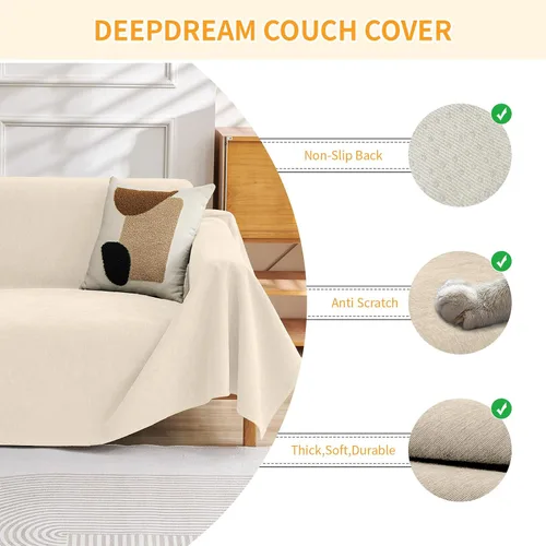 Vista 3 de Warmstar Protector de sofá contra las garras de los gatos, funda impermeable antideslizante para sofá de 3 cojines, funda para sofá de 3 cojines