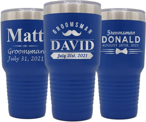 Vista 4 de Vaso de padrinos de boda grabado personalizado, taza de acero inoxidable aislada personalizada para padrino de boda, despedida de soltero, boda