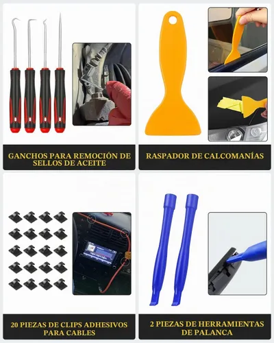 Vista 7 de Poraxy - Juego de herramientas de extracción de molduras para automóvil, kit de 120 piezas, herramientas de extracción de panel de puerta de audio