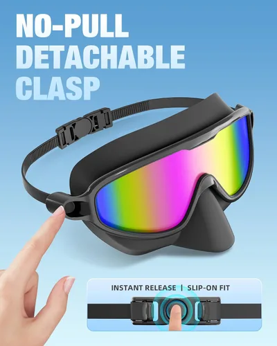 Vista 4 de Aegend Gafas de natación para adultos, paquete de 2 con cubierta para la nariz, antivaho, protección UV, sin fugas, para hombres y mujeres