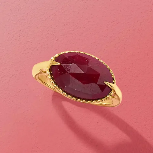 Vista 4 de Ross-Simons Anillo de rubí de 7.00 quilates en oro de 18 quilates sobre plata esterlina