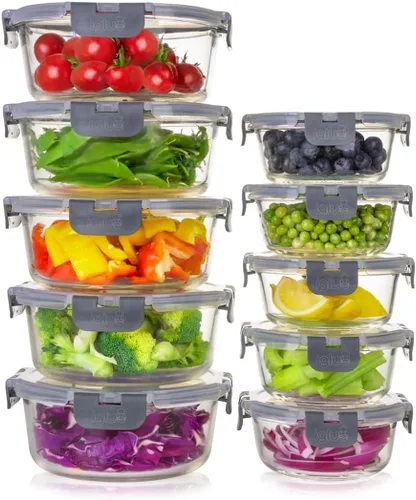 Vista 11 de Igluu Recipientes de vidrio para preparación de comidas con tapas de ventilación (paquete de 5) – 28 onzas (+Extra Lid) – Airtight & BPA-Free