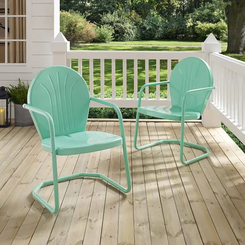 Vista 9 de Crosley Furniture CO1001A-AQ Griffith - Silla retro de exterior, de metal