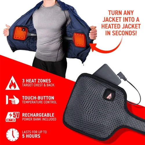 Vista 5 de ActionHeat Inserto de chaqueta térmica con batería recargable de 5 V calefacción eléctrica para invierno senderismo caza y exteriores
