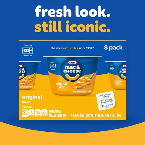 Vista 4 de Kraft - Cena para macarrones con queso, 8 tazas para microondas, original, 2.05 onzas Para cenas o cenas fáciles, sin sabores artificiales