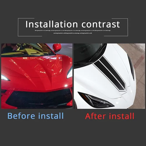 Vista 6 de Calcomanías decorativas para la parte superior de la puerta trasera y trasera, 5 unidades, compatibles con Corvette C8 Stingray 2020-2023, Negro