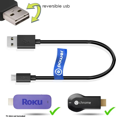 Vista 6 de T POWER Cable de alimentación USB para Roku Express, Streaming Stick, HDMI 3500 3500XB, Google Chromecast V1, V2 2015, diseñado para alimentar tu