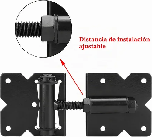 Vista 2 de Bisagras de puerta de cierre automático, accesorios ajustables y resistentes, kit de bisagras de puerta de 90 grados para madera/vinilo/metal/valla