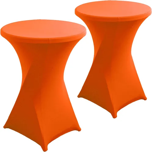 Vista 16 de Paquete de 2 Fundas para Mesa de Cóctel de Spandex Champán de 32x43 Pulgadas, Mantel de Cóctel Redondo Elástico, Funda de Mesa Highboy Ajustada