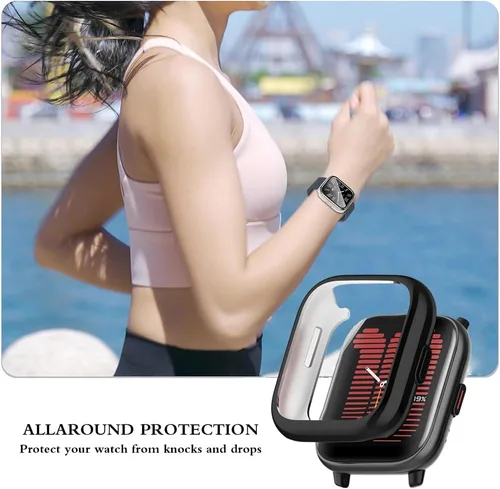 Vista 3 de Protector de pantalla para reloj (4+2 unidades) compatible con Amazfit Active, funda protectora de TPU suave, antiarañazos, alta definición