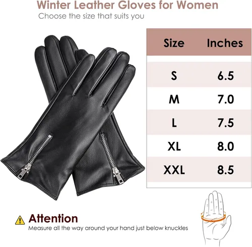 Vista 7 de Dsane Guantes de cuero de invierno para mujer, guantes de conducción cálidos para pantalla táctil