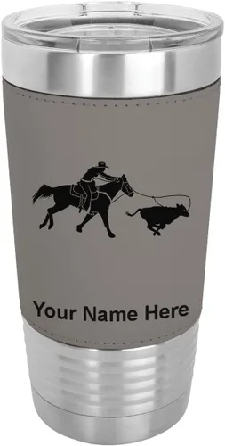 Vista 16 de LaserGram Vaso aislado al vacío de 20 onzas, con grabado personalizado incluido (cuero sintético, estilo béisbol)