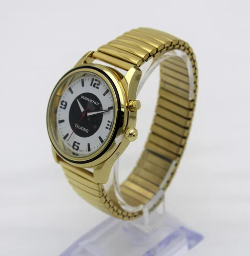 Vista 2 de Suddenly Relojes parlantes para personas mayores y hombres, sonido fuerte para personas con discapacidad visual, dorado, acero inoxidable