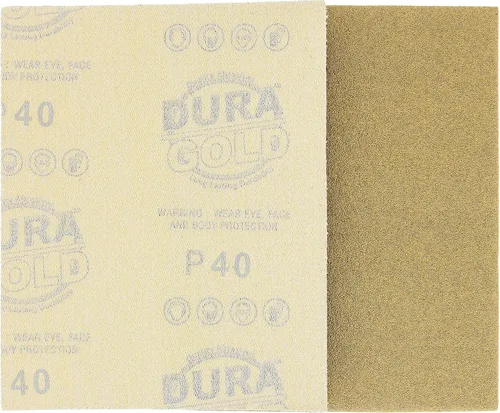 Vista 4 de Dura-Gold - Arenilla dorada 320 de alta calidad - Hojas de papel de lija de velcro 5.5 x 4.5 pulg - Para lijadoras de madera y automóviles - 25