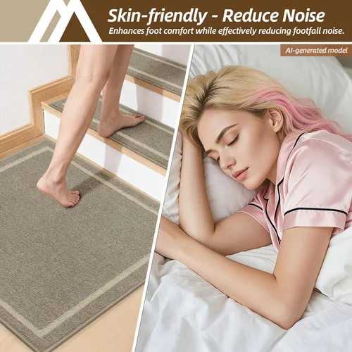Vista 5 de COSY HOMEER Alfombra para Rellano de Escalera 30x30 Pulgadas, Alfombra Cuadrada Antideslizante para Escalones de Madera Interior, Poliéster Lavable