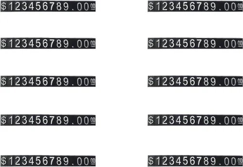 Vista 3 de Cubo de número de etiqueta de precio, 10 juegos ajustables, soporte de mostrador de letras y dólares (blanco, S)
