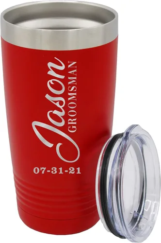 Vista 27 de Vaso de padrinos de boda grabado personalizado, taza de acero inoxidable aislada personalizada para padrino de boda, despedida de soltero, boda