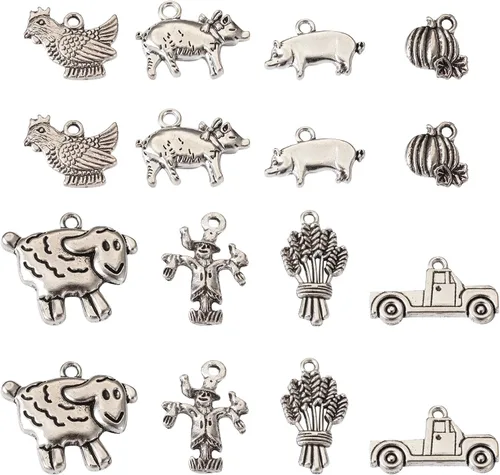 Vista 16 de Craftdady Colgantes de estilo tibetano con temática mixta antigua para la fabricación de joyas de bricolaje